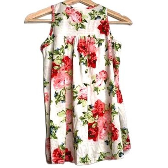 Soprano Girls Blouse White Red Floral Sleeveless Scoop Neck Stretch Lace XL (16) - Picture 2 of 10